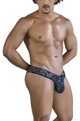 Dark blue lace thong with intricate floral pattern from candyman 99830 lace briefs in black-navy color