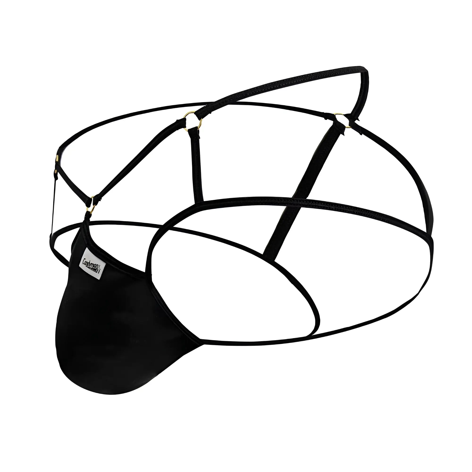 Black mesh briefs candy man 99831 cage jockstrap with sleek minimalist design and adjustable straps