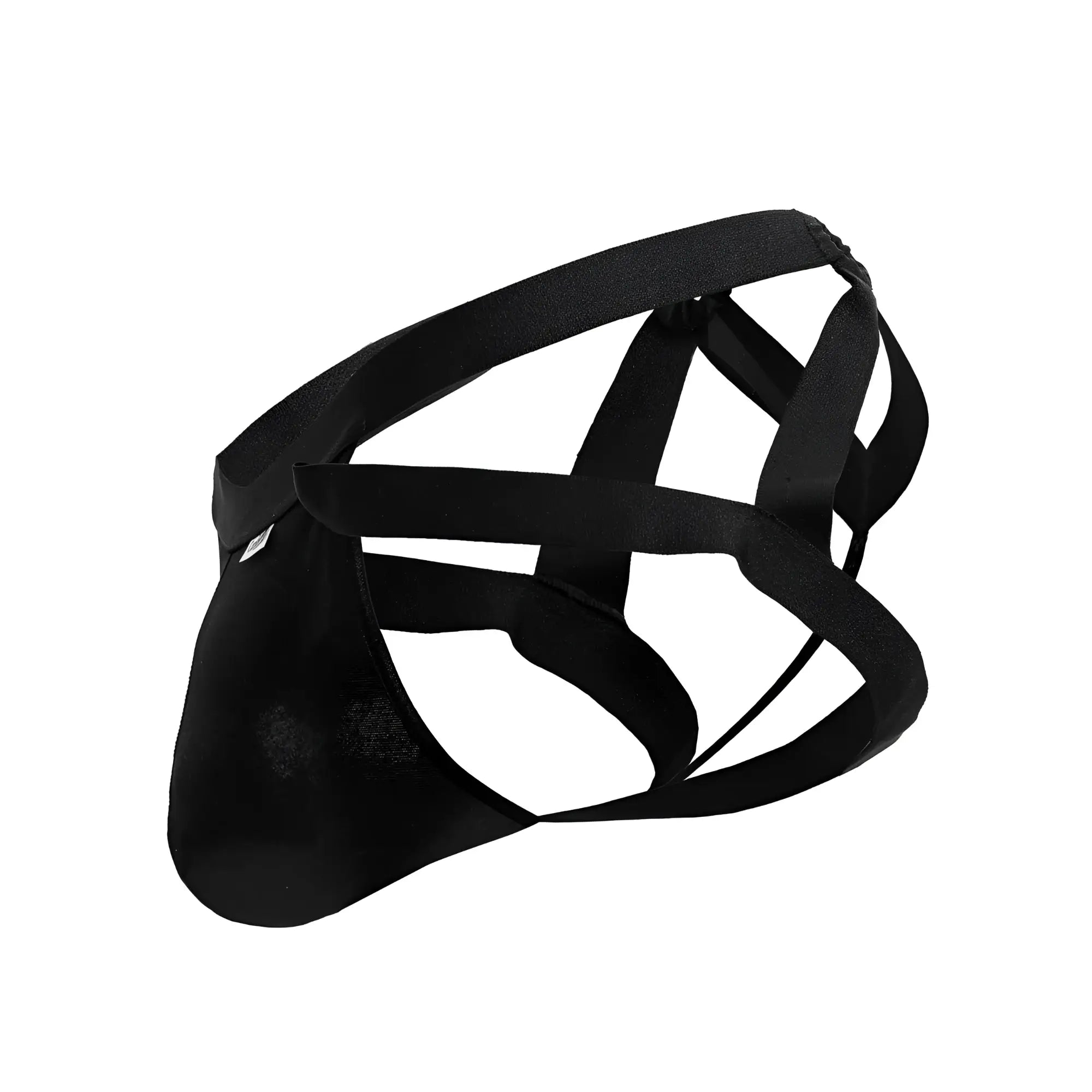 Black mesh briefs with a crisscross strap design from candyman 99840 crisscross thongs in black color