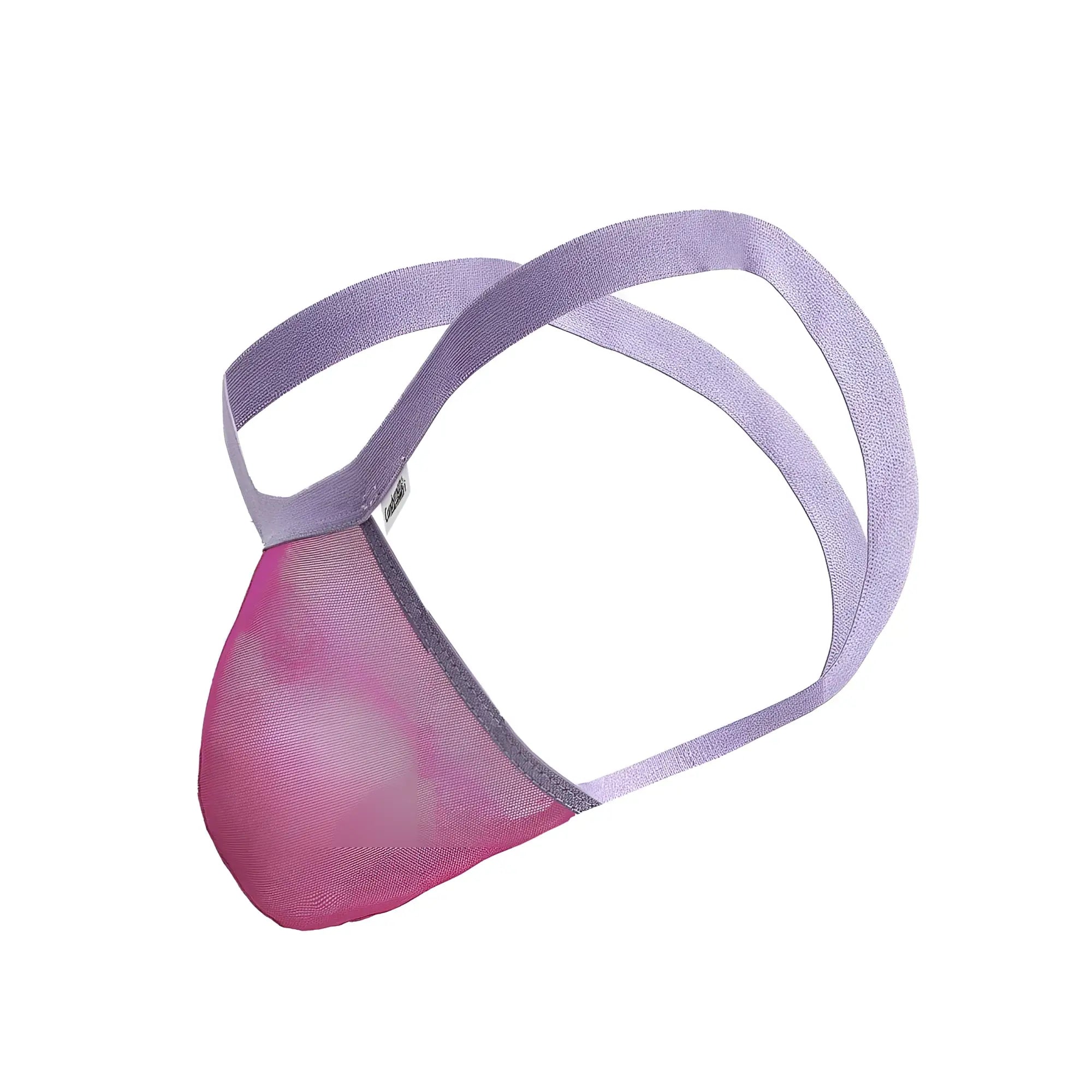 CandyMan 99841 mesh thong in hot pink featuring lavender and pink mesh fabric with elastic straps