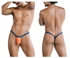 Orange and navy blue CandyMan 99841 mesh thong with supportive contoured jockstrap design