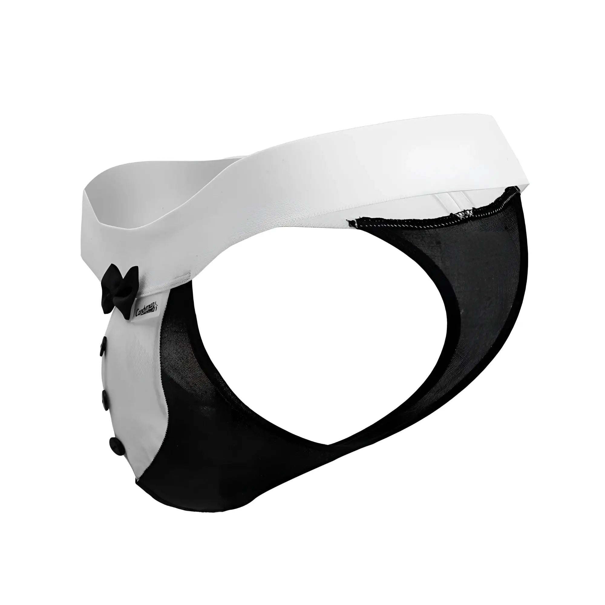 Black and white mesh briefs with bow detail from candyman 99846 tuxedo thongs in black color