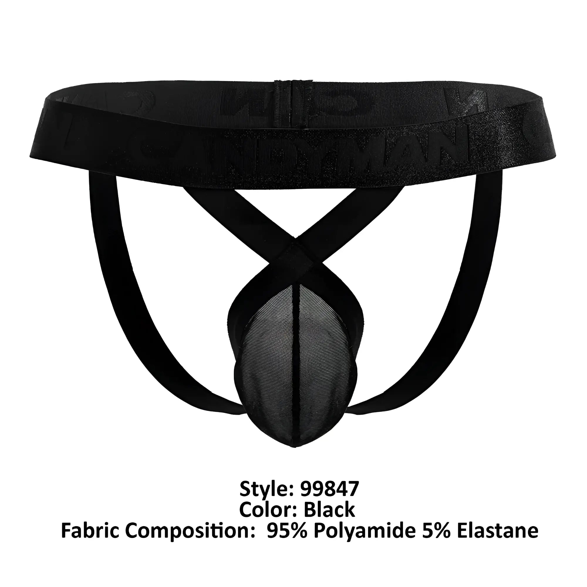 Black candyman 99847 mesh thongs men’s briefs with mesh front panel and embossed elastic waistband
