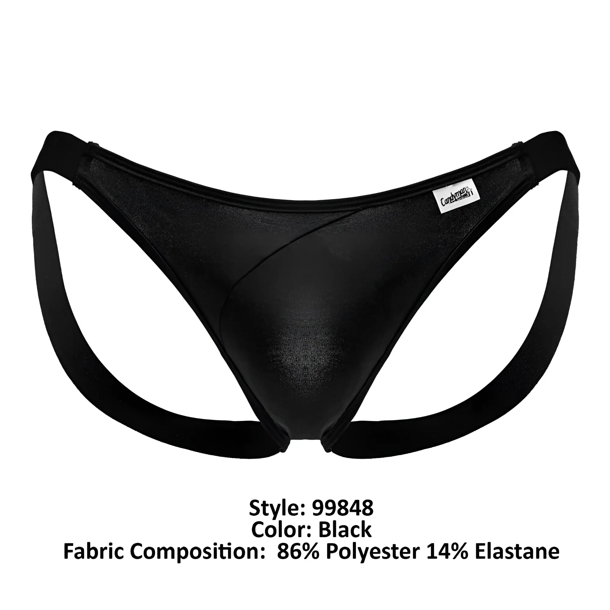 Black shiny polyester and elastane briefs candyMan 99848 bikini thongs with sleek form-fitting design
