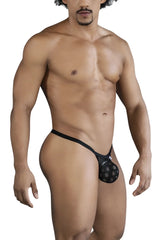 Black candyMan 99856 polka mesh thong with sleek, form-fitting design and patterned fabric