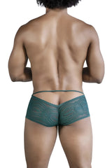 Teal lace briefs candyMan 99857 lace trunks in green with intricate floral patterns and delicate sheer design