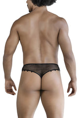 Black candyMan 99860 fishnet thong with delicate see-through mesh and small decorative edge embellishments