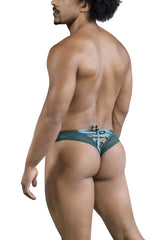 Teal lace-trimmed candy man 99861 men’s briefs showing crisscross back tie design in green lace thong style