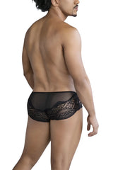 Black lace CandyMan 99863 briefs with intricate patterned detailing in black color for elegant lingerie wear
