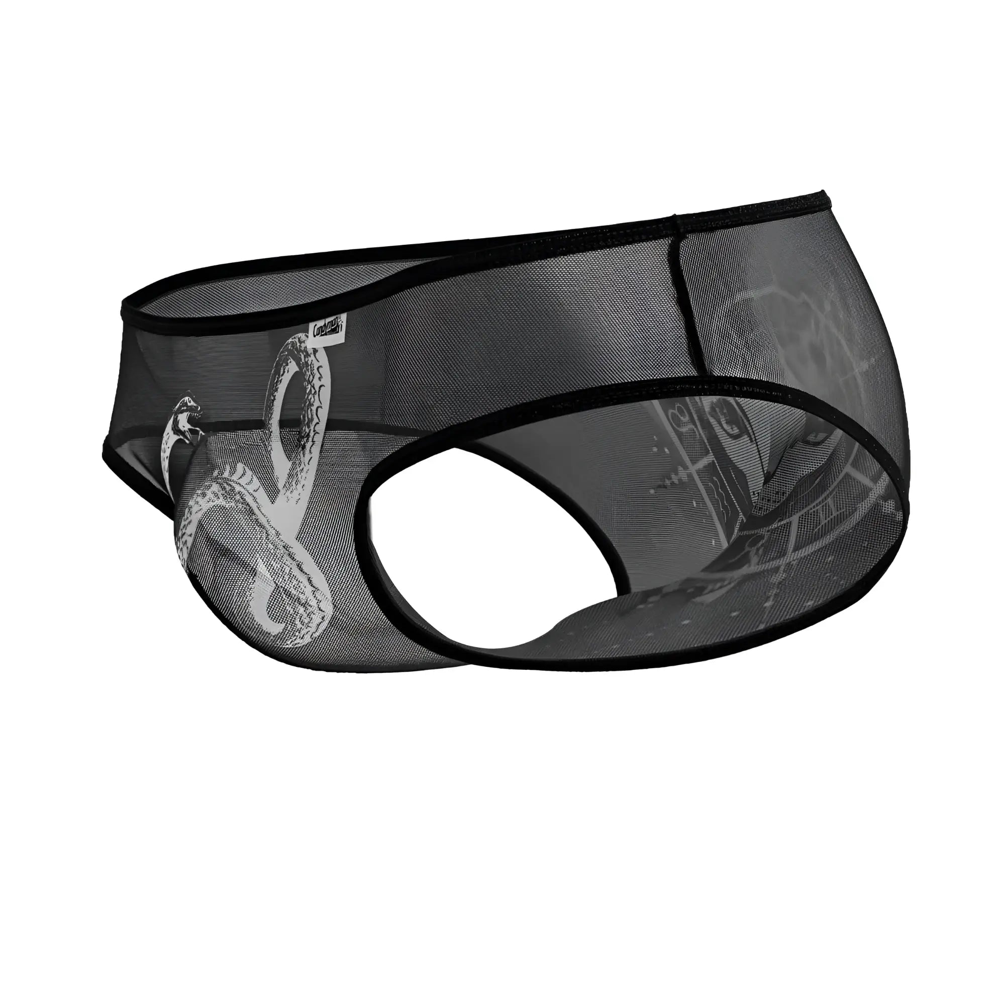 Black mesh briefs with detailed white snake design by candyman 99871 egyptian briefs color black-white