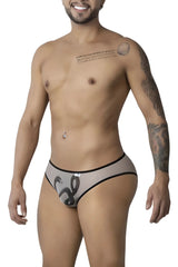CandyMan 99871 Egyptian briefs in gray mesh with black snake design and contrasting black trim