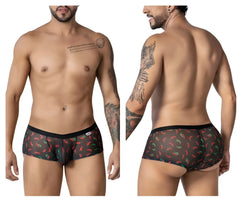 Black mesh CandyMan 99873 chili pepper trunks with vibrant red and green chili pepper print