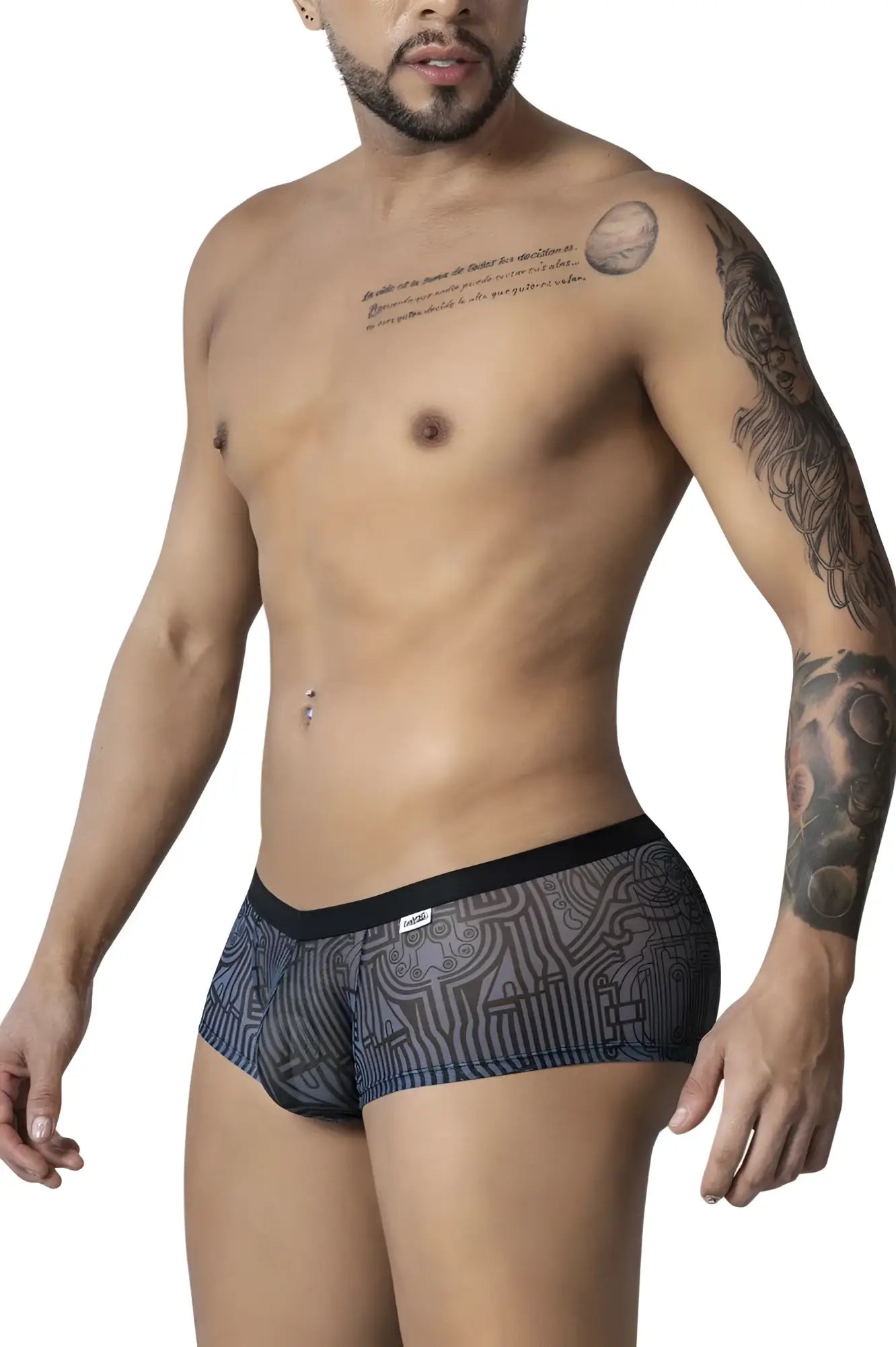 Dark blue patterned men’s briefs with black elastic waistband candyMan 99873 Egyptian trunks gray-black color