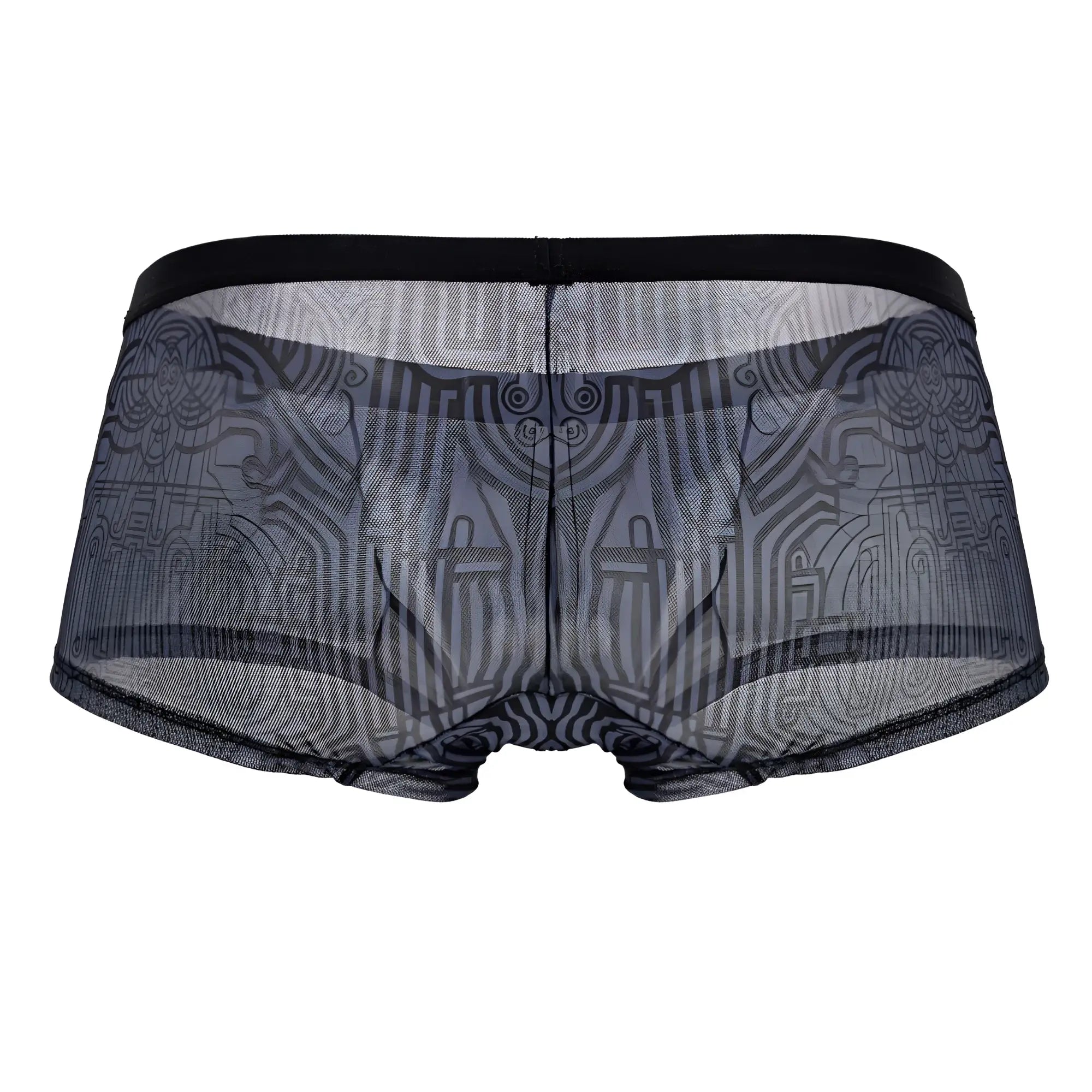 Black mesh briefs with subtle gray geometric pattern in candyman 99873 egyptian trunks gray-black color