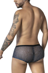 Candyman 99873 egyptian trunks gray-black patterned mesh briefs with circuit board design front side view