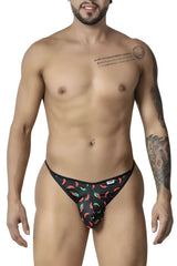 Black candyman 99875 briefs with vibrant red and green chili pepper print perfect for bold everyday wear