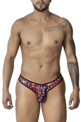 Vibrant CandyMan 99876 leopard briefs with bold orange purple and pink hues accented by black trim