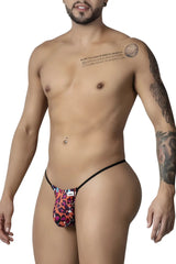Vibrant leopard-print thong with black elastic waistband and leg straps from candyman 99877 animal print collection
