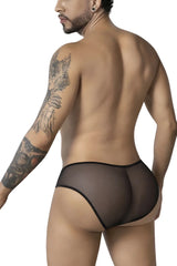 Black sheer mesh candyMan 99879 briefs with leopard animal print and smooth form fitting design