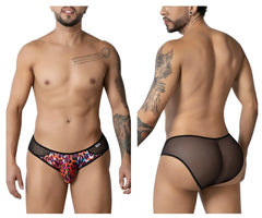 CandyMan 99879 leopard briefs with vibrant animal print and black mesh sides and trim for bold style and comfort