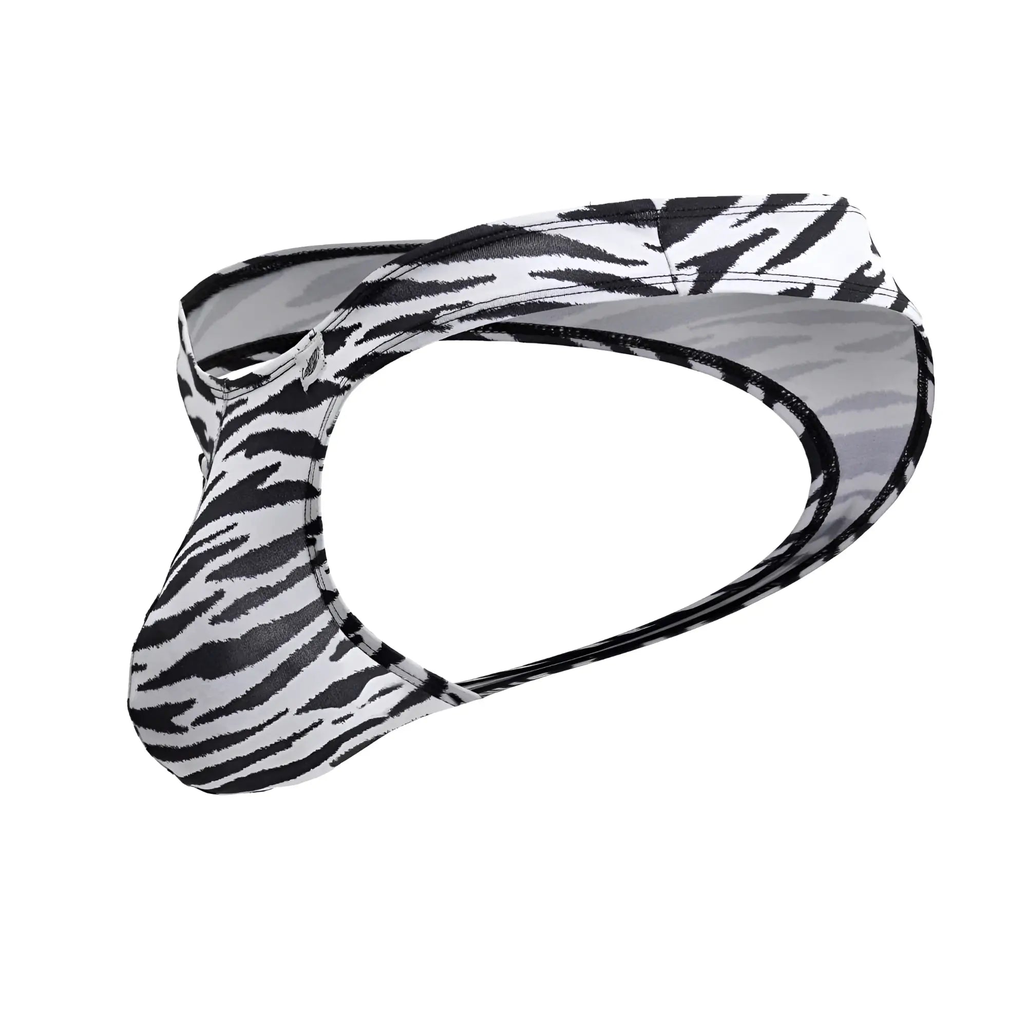 CandyMan 99882 zebra thongs in black and white zebra print with sleek, form-fitting design for men