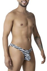 CandyMan 99882 zebra thongs men thong with black and white zebra print and snug form-fitting design