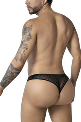 Black sheer mesh thong with subtle diamond-patterned design from Candyman 99894 geometric mesh briefs collection