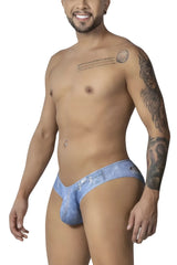 CandyMan 99897 cowboy briefs in denim blue featuring blue denim style fabric front pocket and belt loop detail
