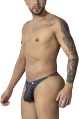 Dark blue denim thong with subtle faded texture and reinforced stitching from candyman 99899 cowboy thongs collection