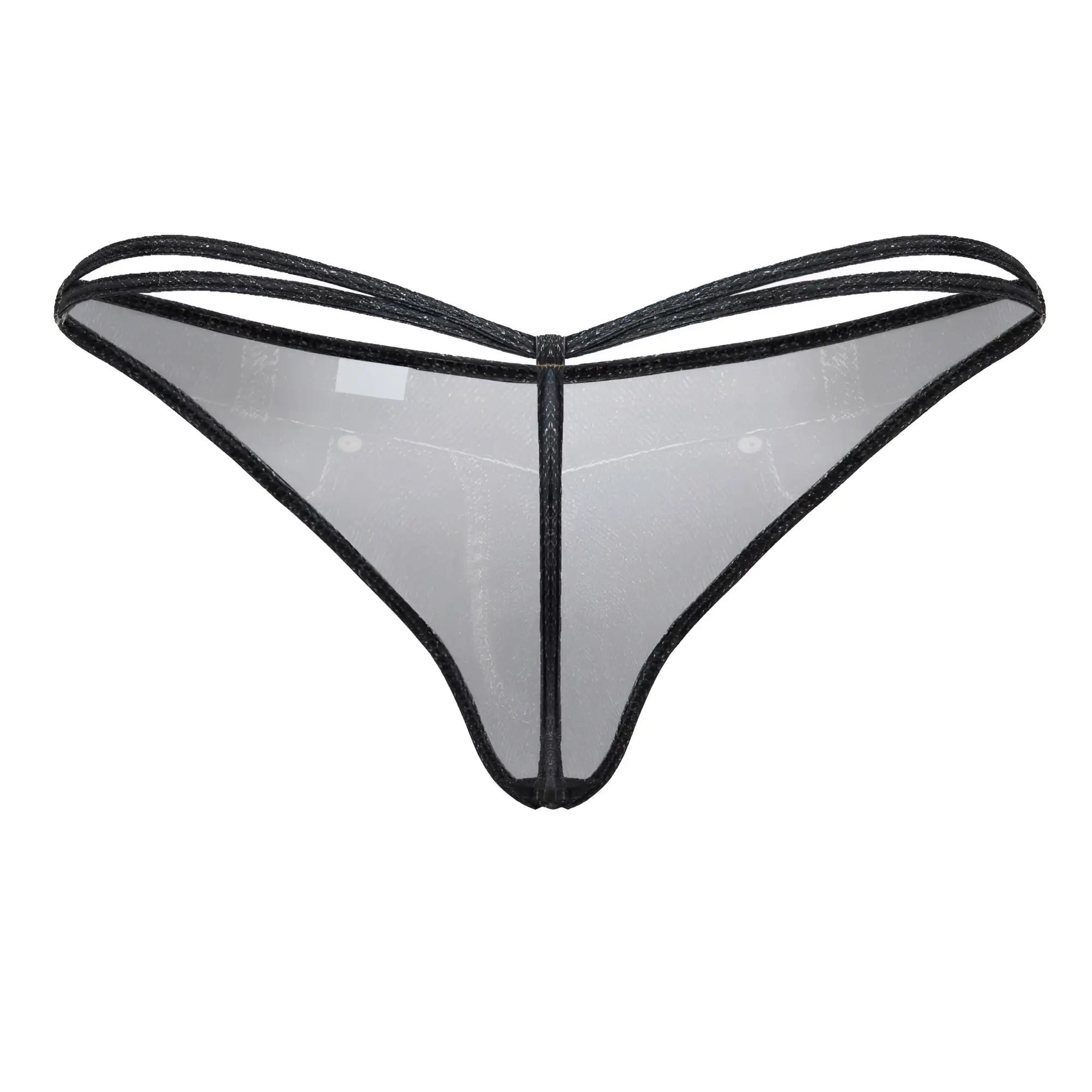 Black-trimmed sheer mesh thong candyMan 99899 cowboy thongs color denim black with delicate transparent design