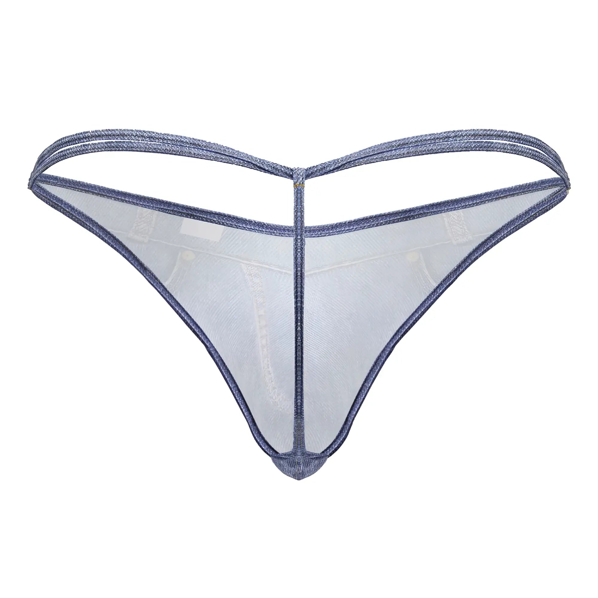 Lavender sheer thong with glittery mesh fabric and reinforced edges from candyman 99899 cowboy thongs collection