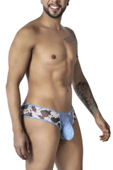 Candyman 99900 cowboy briefs with blue and brown cow print and denim-like texture in a comfortable fit