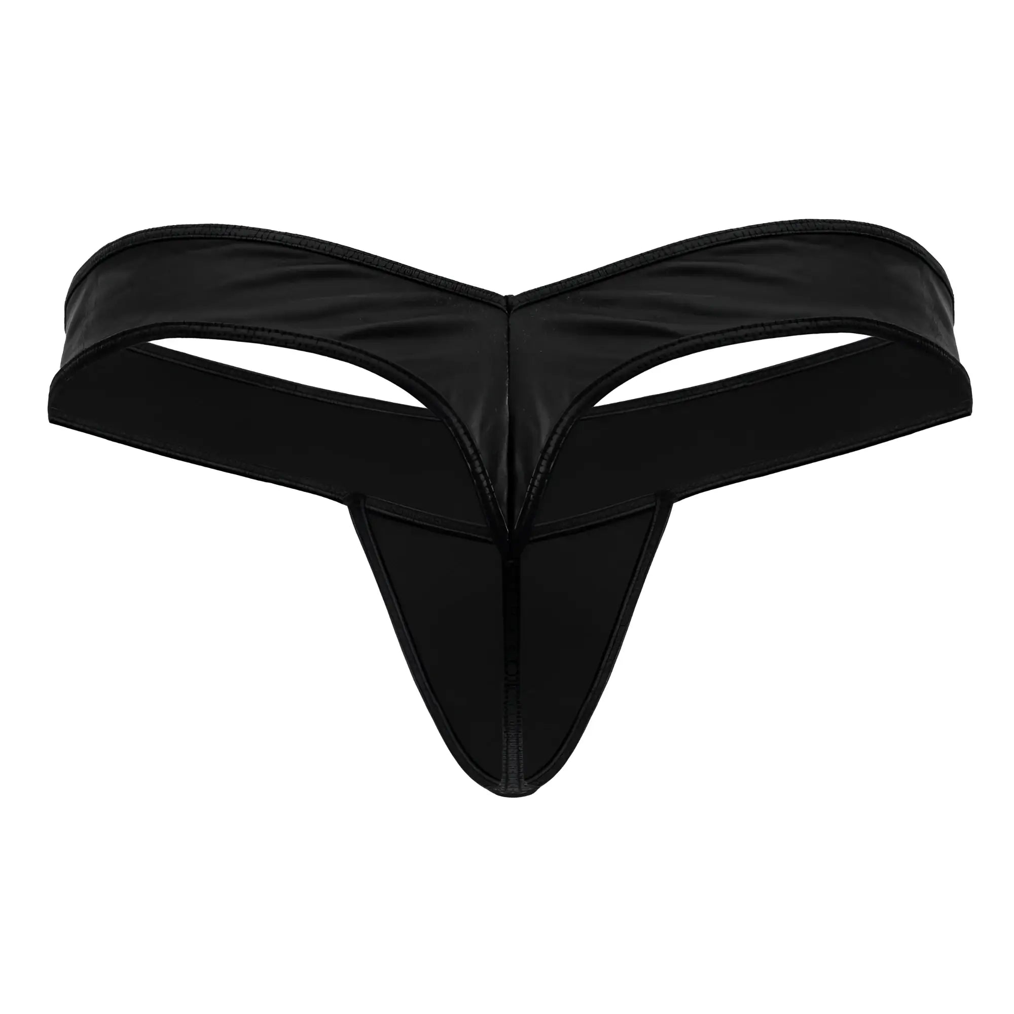 Black glossy latex thong candyman 99912 police thongs with sleek form fitting design and reinforced stitching