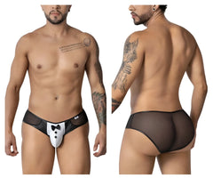 CandyMan 99919 tuxedo briefs in black and white with bow tie design men’s underwear front view