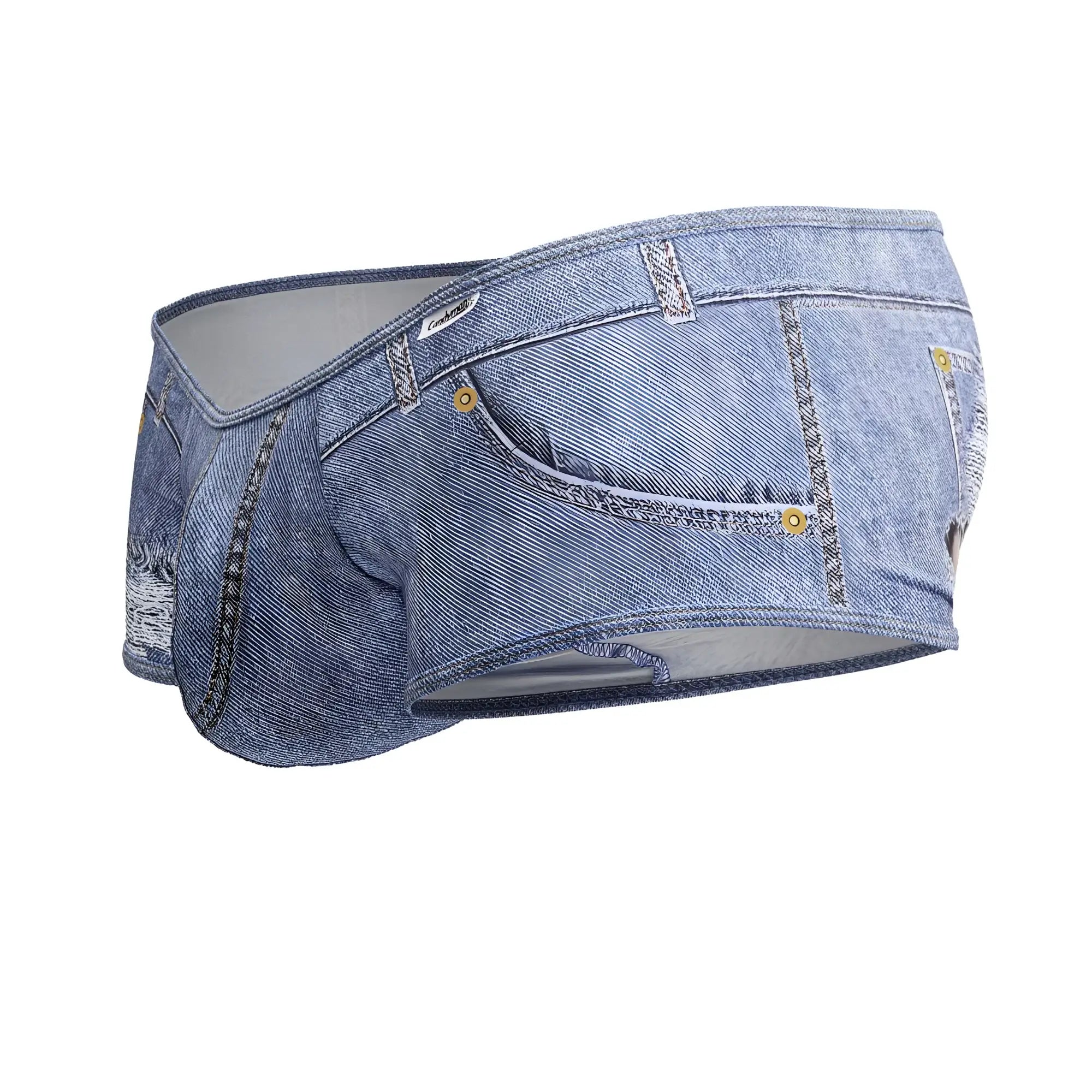Candyman 99921 cowboy trunks denim blue briefs with realistic jeans design gold-tone buttons and stitched seams