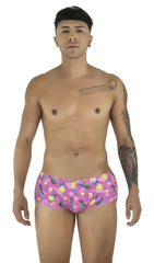Pink pineapple-patterned cotton men’s briefs candyMan 99922 trunks color printed pink front view
