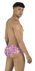 Pink pineapple-patterned men’s cotton briefs candyMan 99922 trunks color printed pink front view