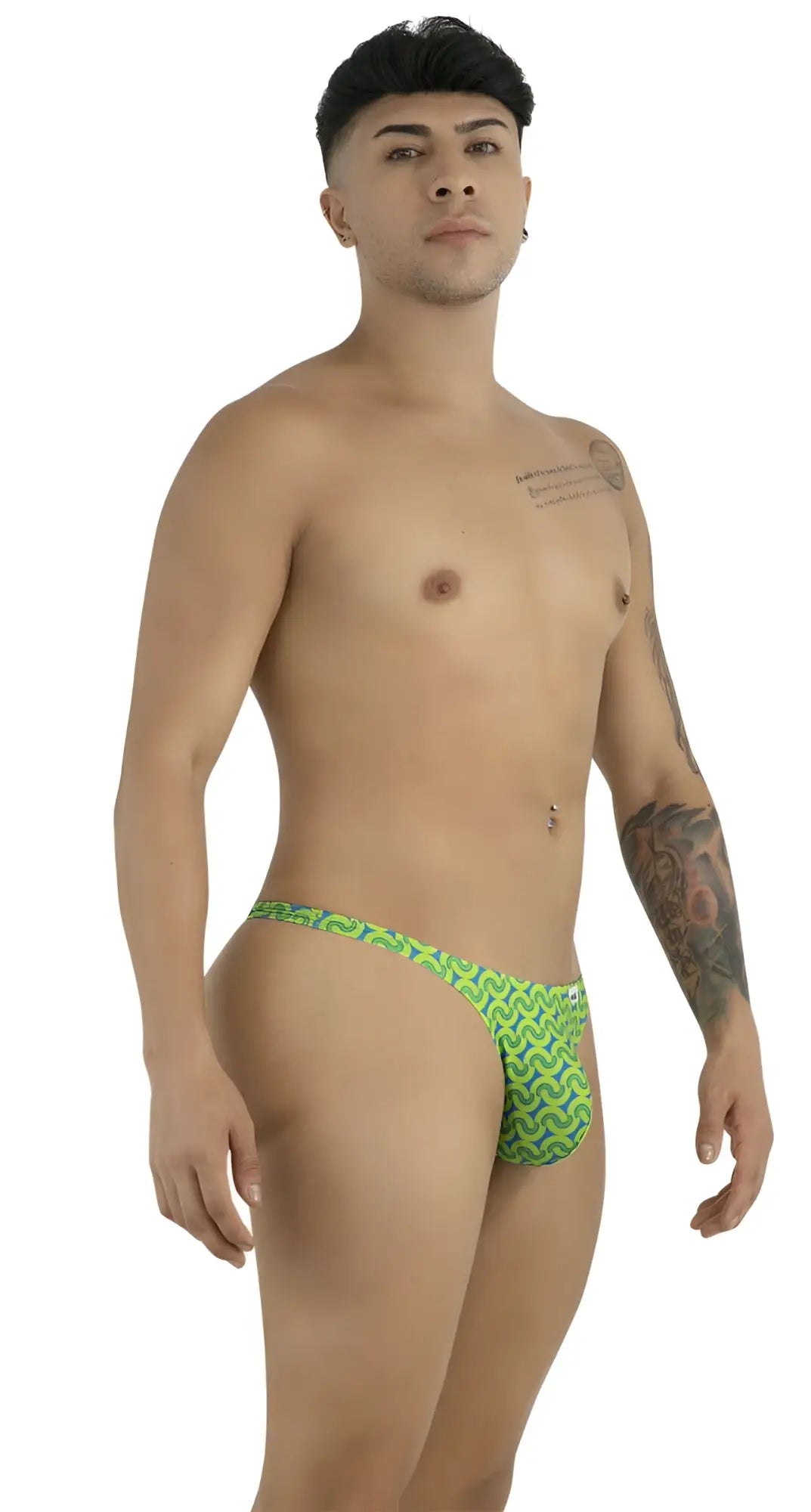 Bright green CandyMan 99924 thong with bold zigzag pattern perfect for stylish underwear collection