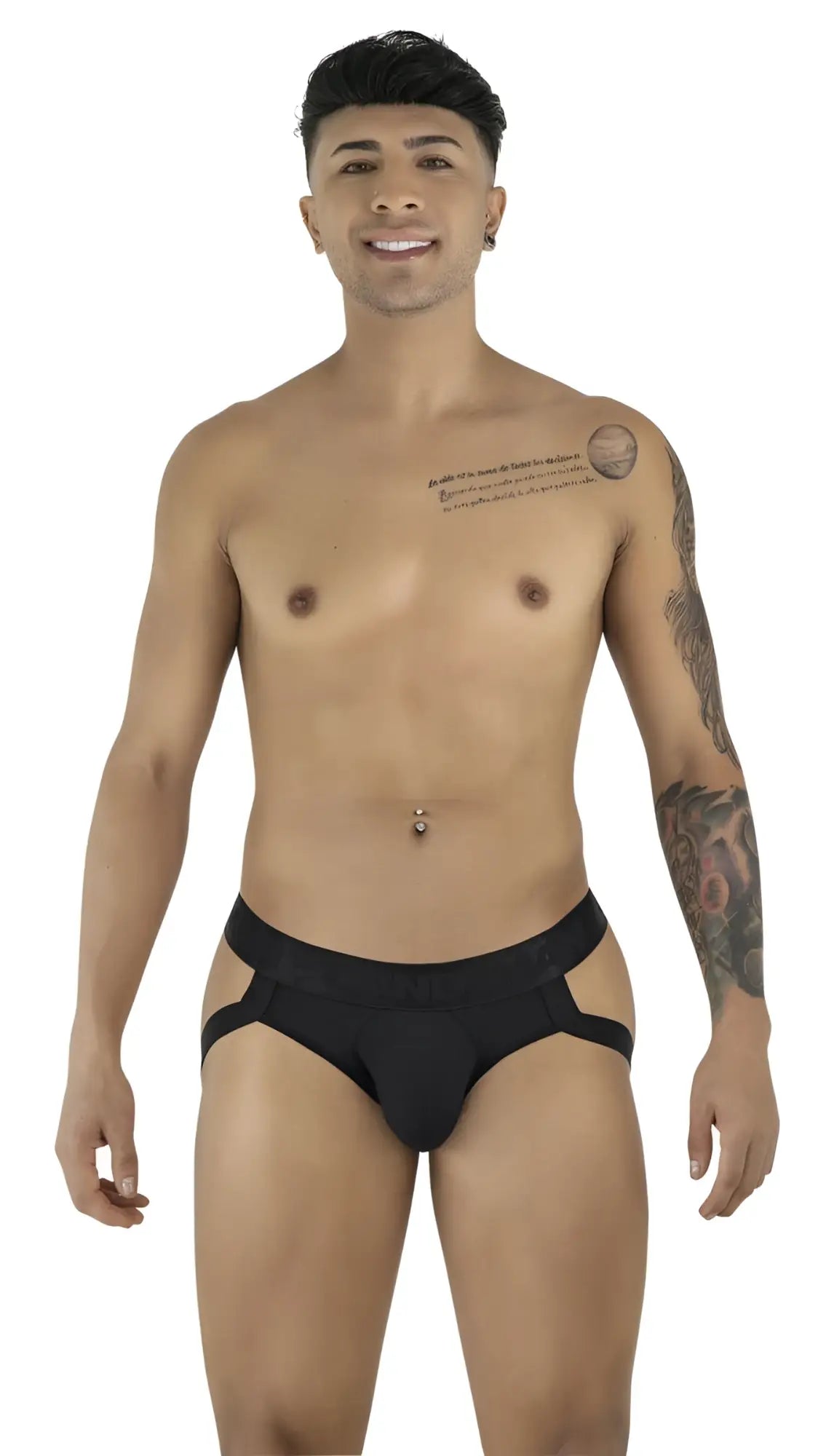 Black candyman 99925 jockstrap athletic briefs with side cutouts and snug fit for active wear