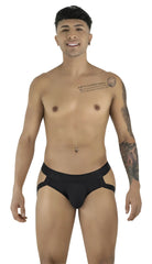 Black candyman 99925 jockstrap athletic briefs with side cutouts and snug fit for active wear