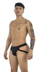 Black candyman 99925 jockstrap briefs with distinctive side cutouts form-fitting design for comfortable wear