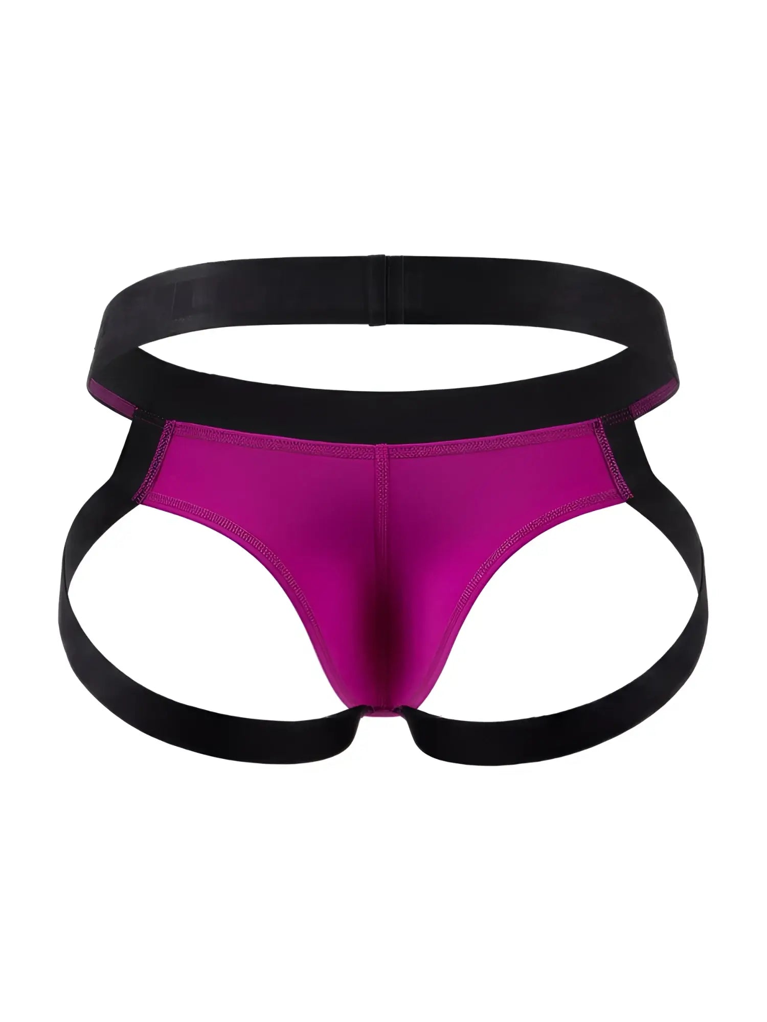Vibrant magenta and black CandyMan 99925 jockstrap with sleek form-fitting athletic design