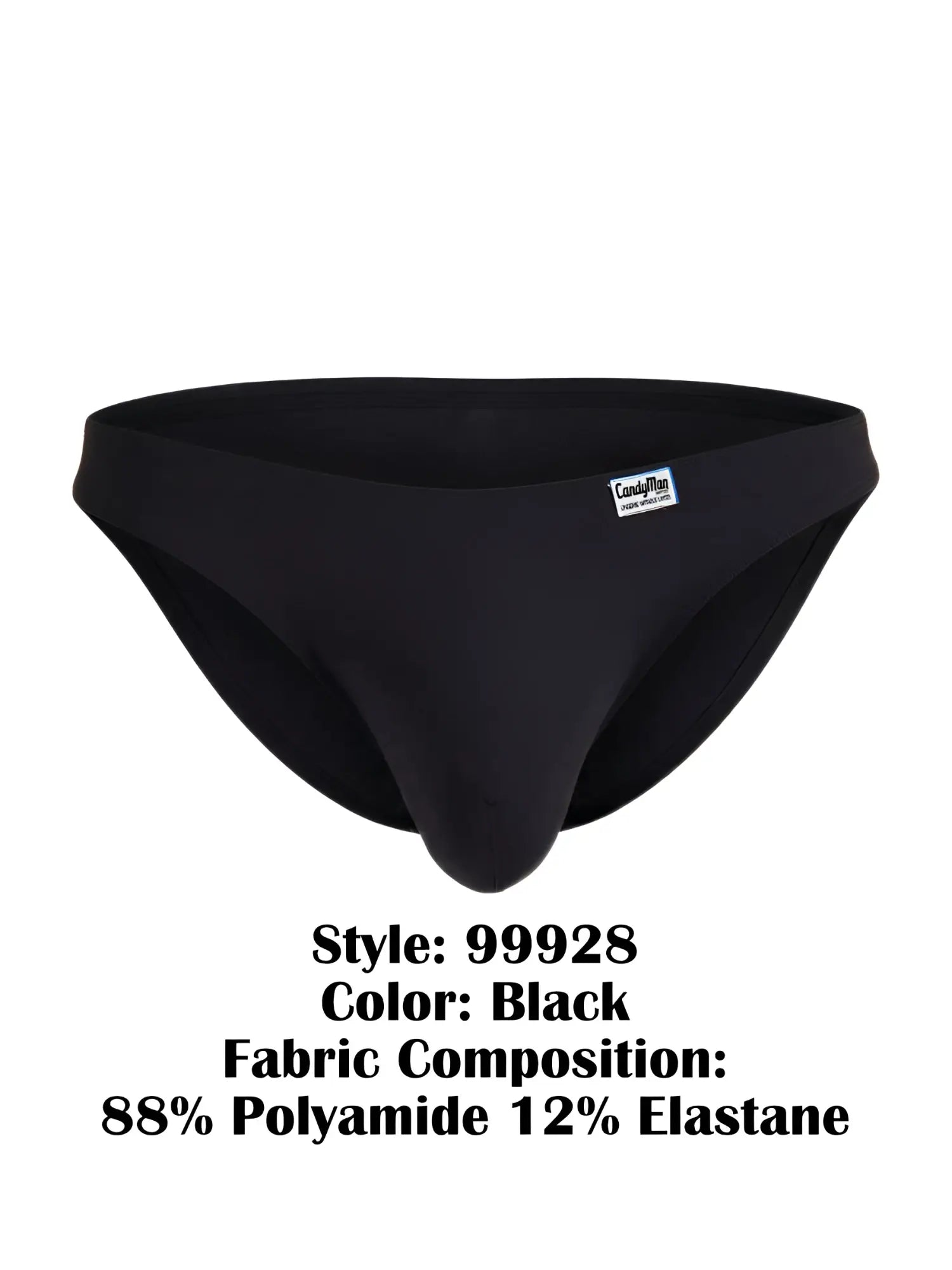 Black candyman 99928 bikini briefs in polyamide and elastane blend designed for comfort and style