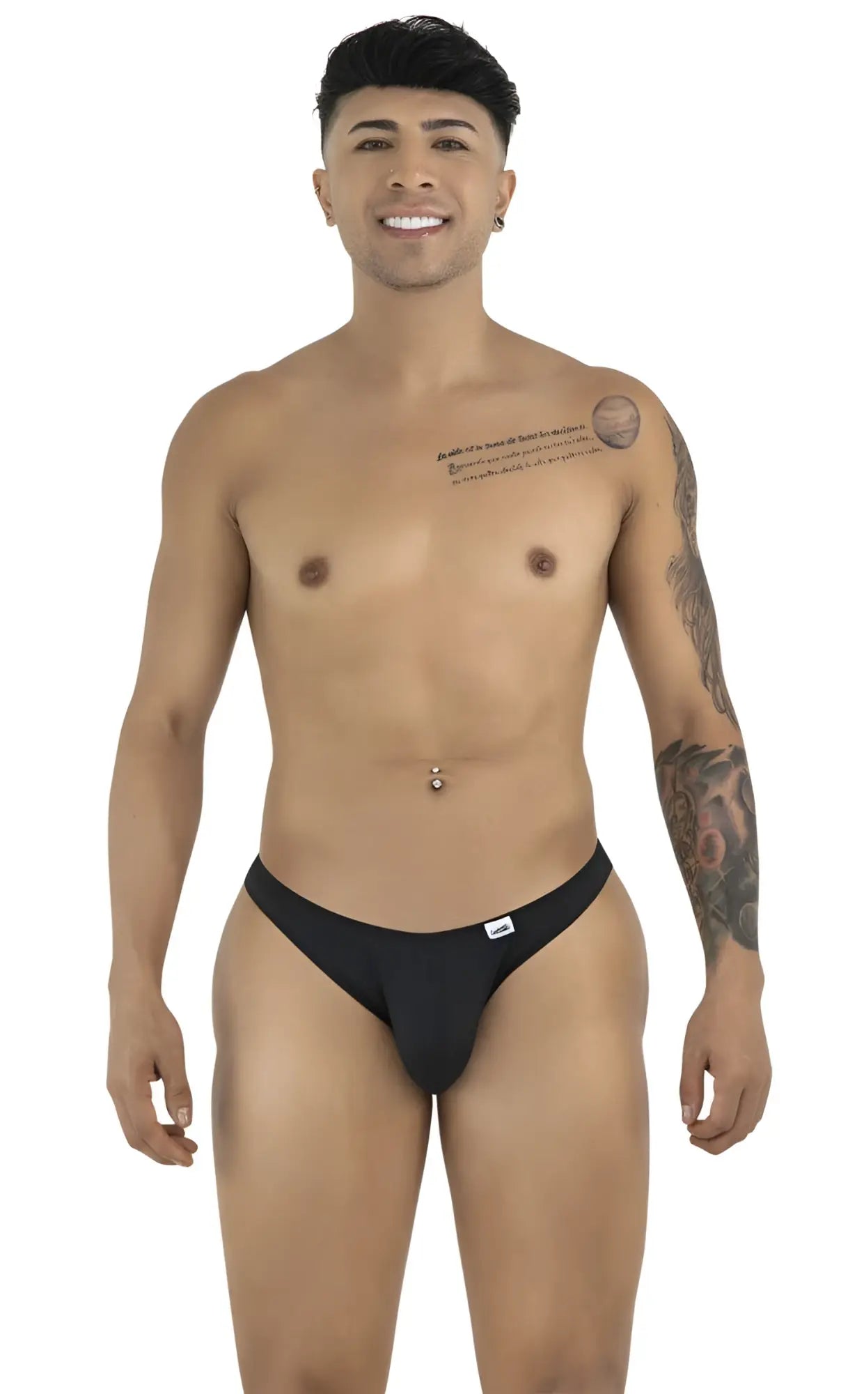 Black CandyMan 99928 bikini briefs with a small white logo on the left hip designed for comfortable everyday wear