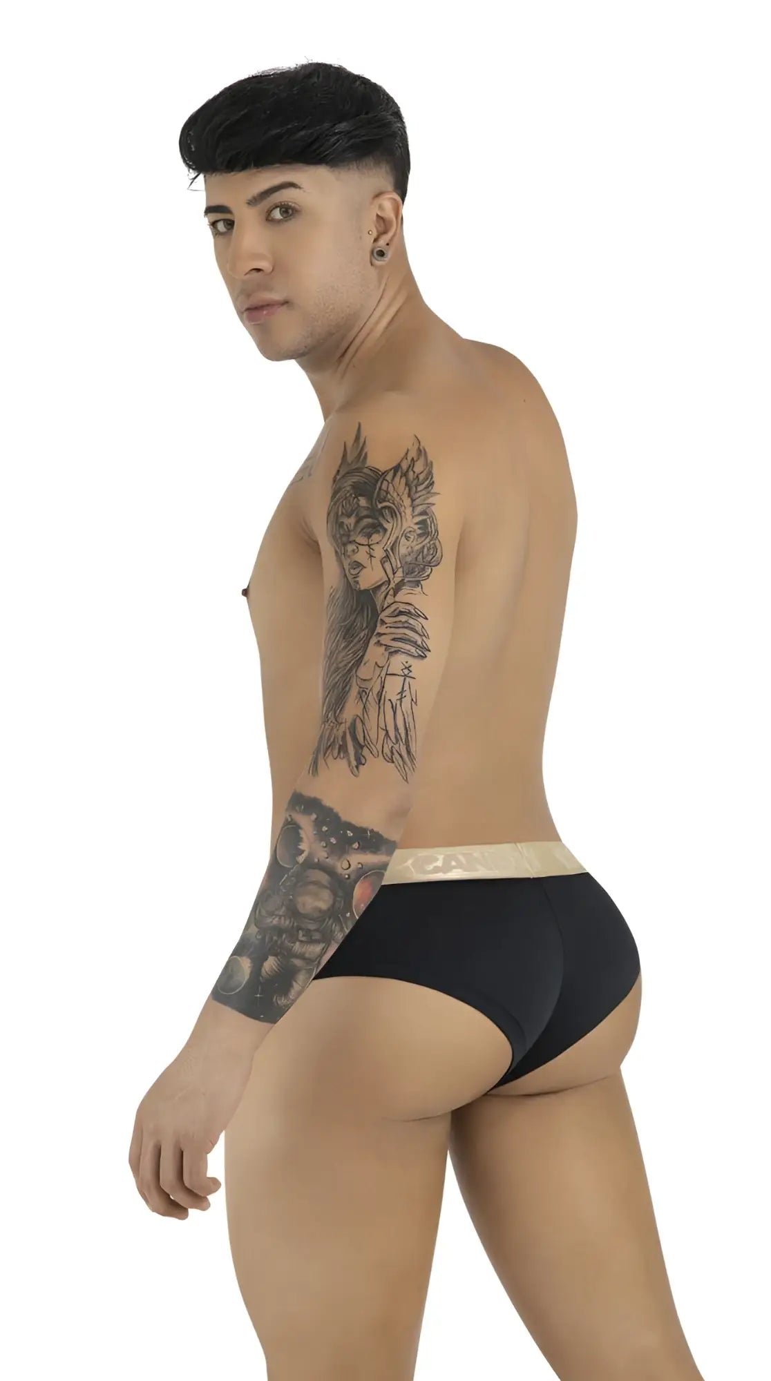 CandyMan 99932 black briefs with beige waistband made of comfortable fabric for everyday wear