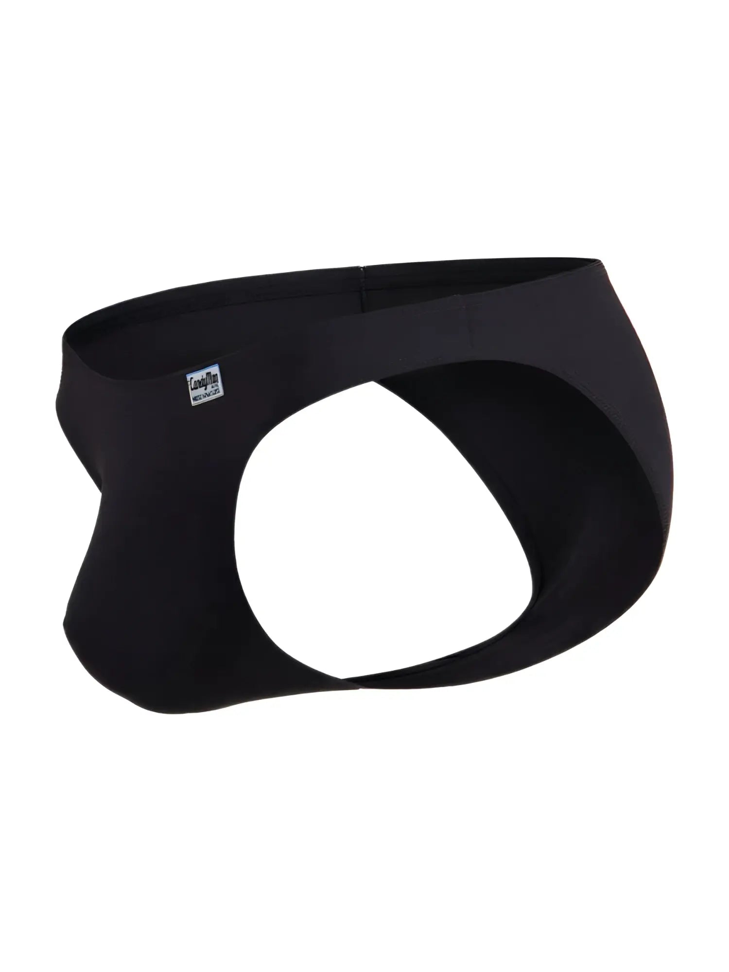 Black candyman 99932 men’s briefs with a sleek contoured design and brand tag on the waistband