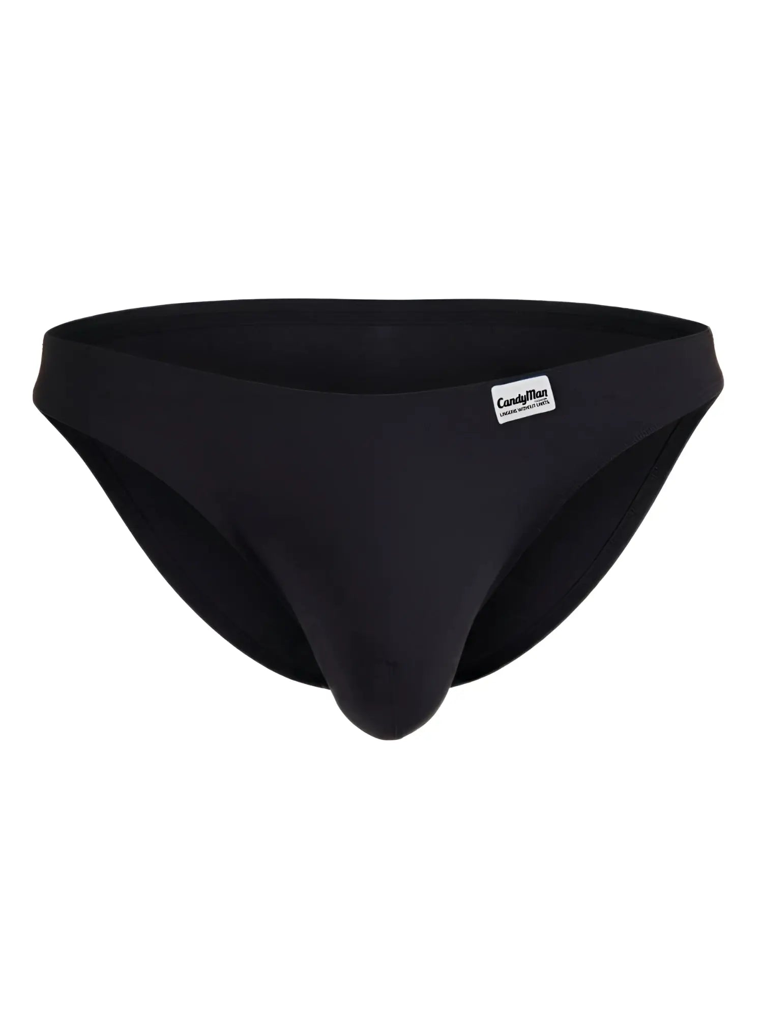 Black candyman 99932 briefs with a smooth form-fitting design and small white brand tag on the waistband