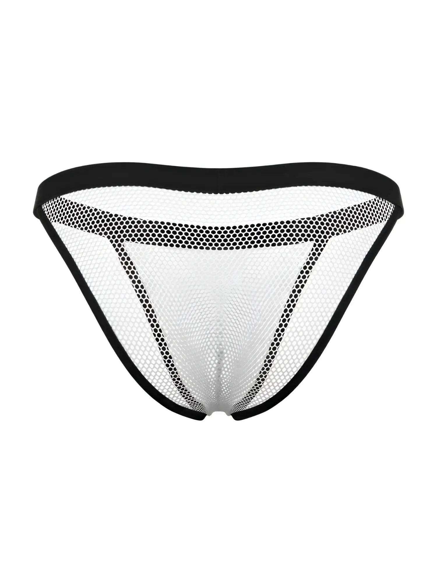 CandyMan 99933 bikini briefs in white black mesh with a solid black waistband for stylish underwear wear