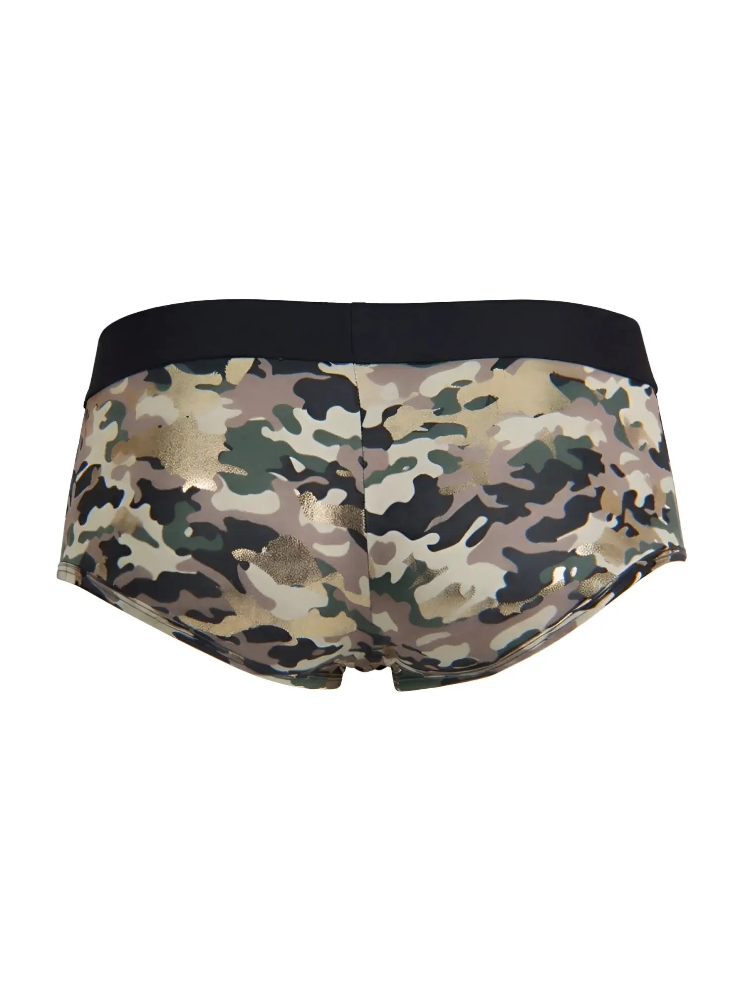CandyMan 99937 trunks camouflage briefs with black waistband and metallic gold accents for casual wear