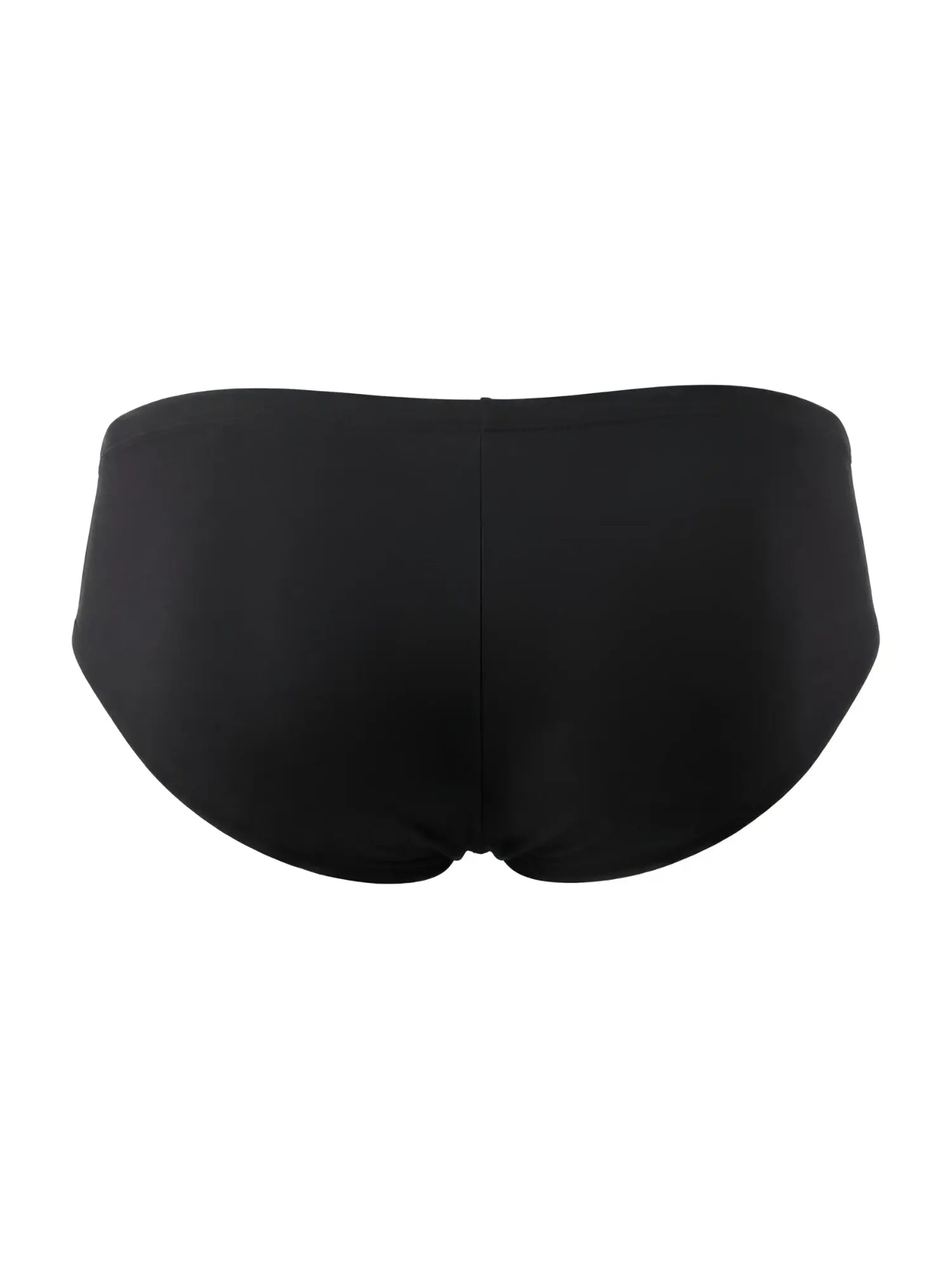 CandyMan black trunks seen from the back, showing a minimalist, form-fitting design on a plain white background.